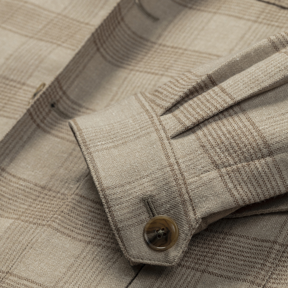 Элемент рубашки из стрейчевой ткани смеси шерсти и льна песочного цвета